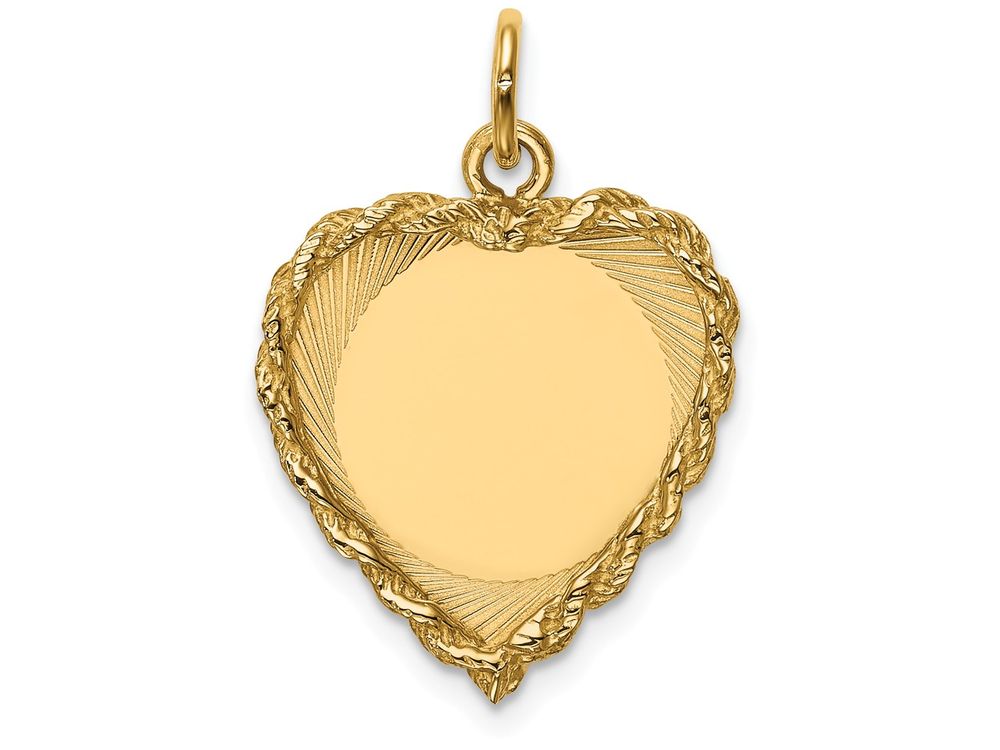 FJC Finejewelers 14k Yellow Gold Polished .013 Gauge Engravable Heart with Rope Disc Charm