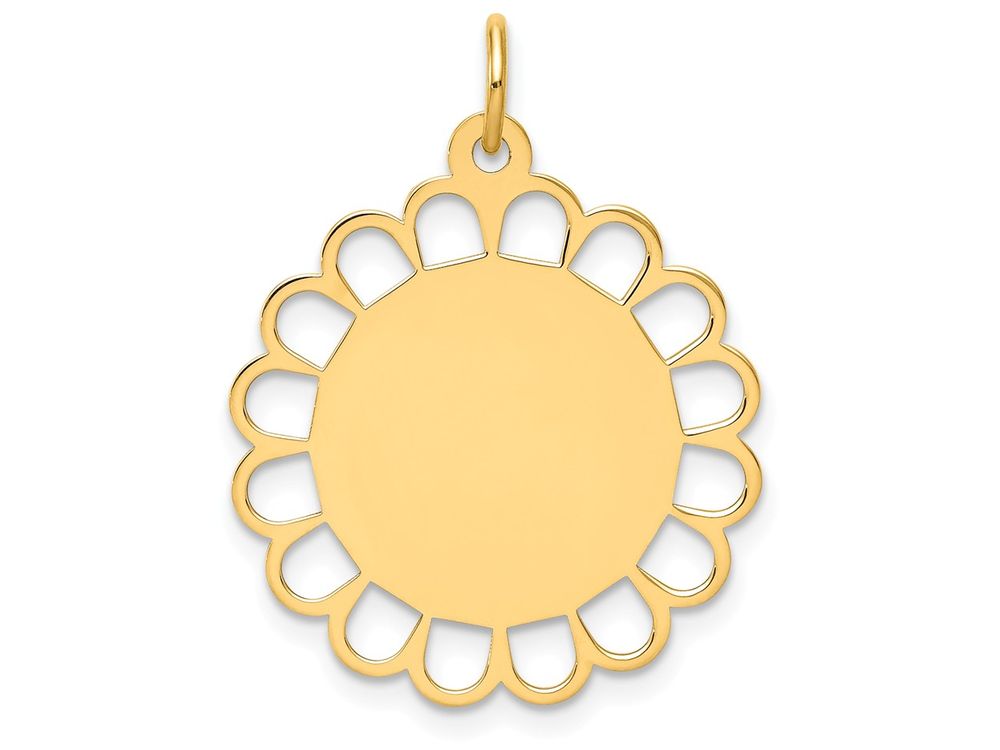 FJC Finejewelers 14k Yellow Gold Plain .018 Gauge Engravable Flower Disc Charm