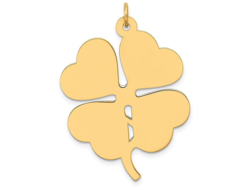 FJC Finejewelers 14k Yellow Gold Plain .018 Gauge Engravable Clover Disc Charm 27 x 37mm