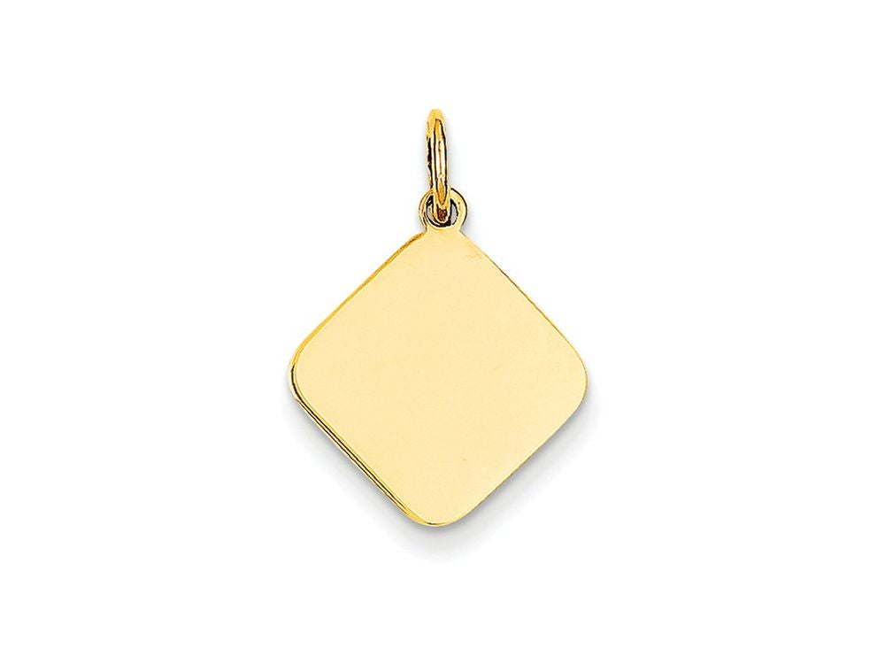 FJC Finejewelers 14k Yellow Gold Plain .018 Gauge Diamond-shaped Engravable Disc Charm
