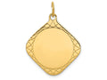 FJC Finejewelers 14k Yellow Gold Patterned .018 Gauge Diamond-shaped Engravable Disc Charm
