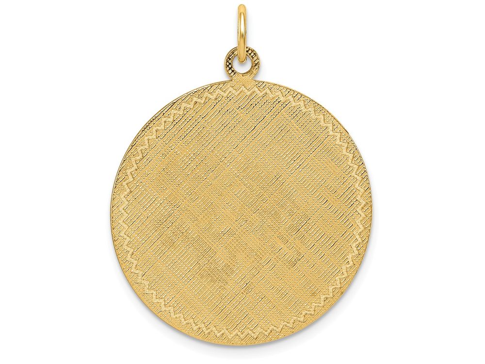 FJC Finejewelers 14k Yellow Gold Patterned .018 Gauge Circular Engravable Disc Charm with Satin Back