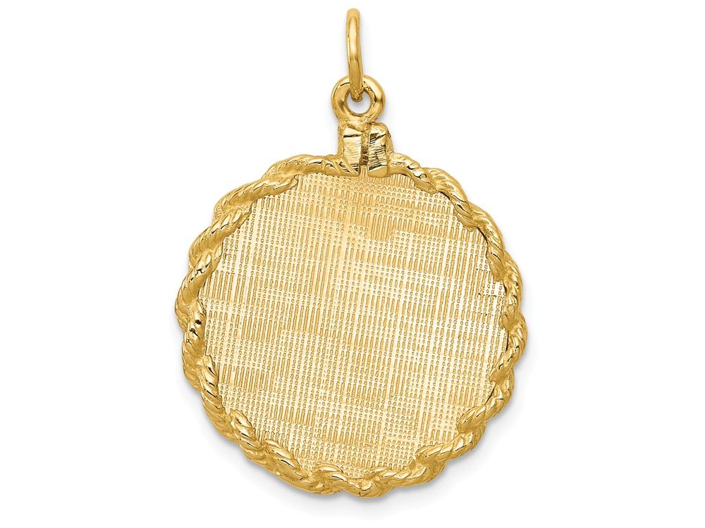 FJC Finejewelers 14k Yellow Gold Patterned .013 Gauge Engravable Disc Rope Charm with Satin Back