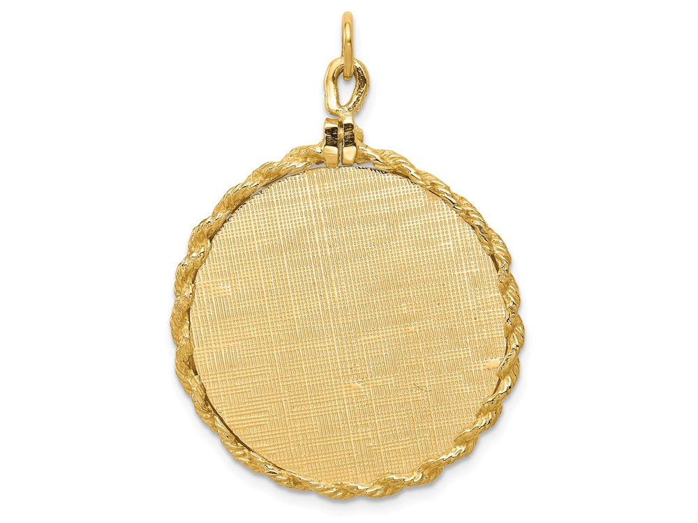 FJC Finejewelers 14k Yellow Gold Patterned .013 Gauge Engravable Disc Rope Charm with Satin Back