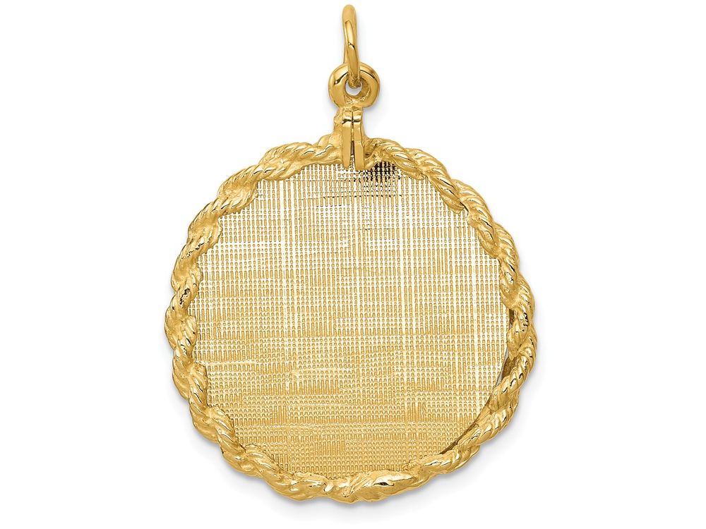 FJC Finejewelers 14k Yellow Gold Patterned .013 Gauge Circular Engravable Disc with Rope Charm
