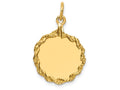 FJC Finejewelers 14k Yellow Gold Plain .013 Gauge Circular Engravable Disc with Rope Charm