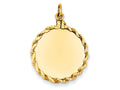 FJC Finejewelers 14k Yellow Gold Plain .013 Gauge Circular Engravable Disc with Rope Charm