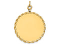 FJC Finejewelers 14k Yellow Gold Plain .013 Gauge Circular Engravable Disc with Rope Charm