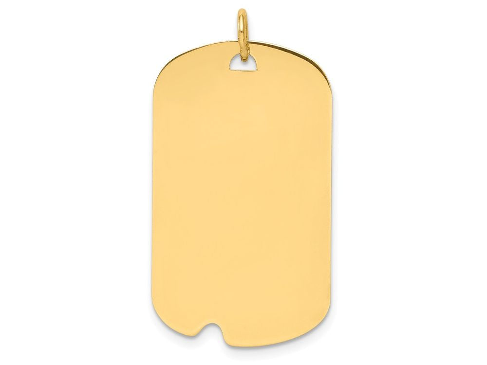 FJC Finejewelers 14k Yellow Gold Plain .013 Gauge Engravable Dog Tag with Notch Disc Charm 18 x 34mm