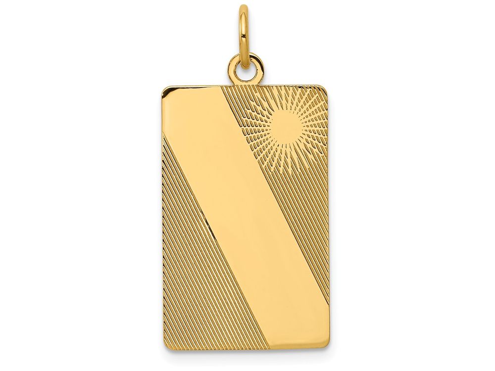 FJC Finejewelers 14k Yellow Gold Patterned .013 Gauge Engravable Dog Tag Disc Charm