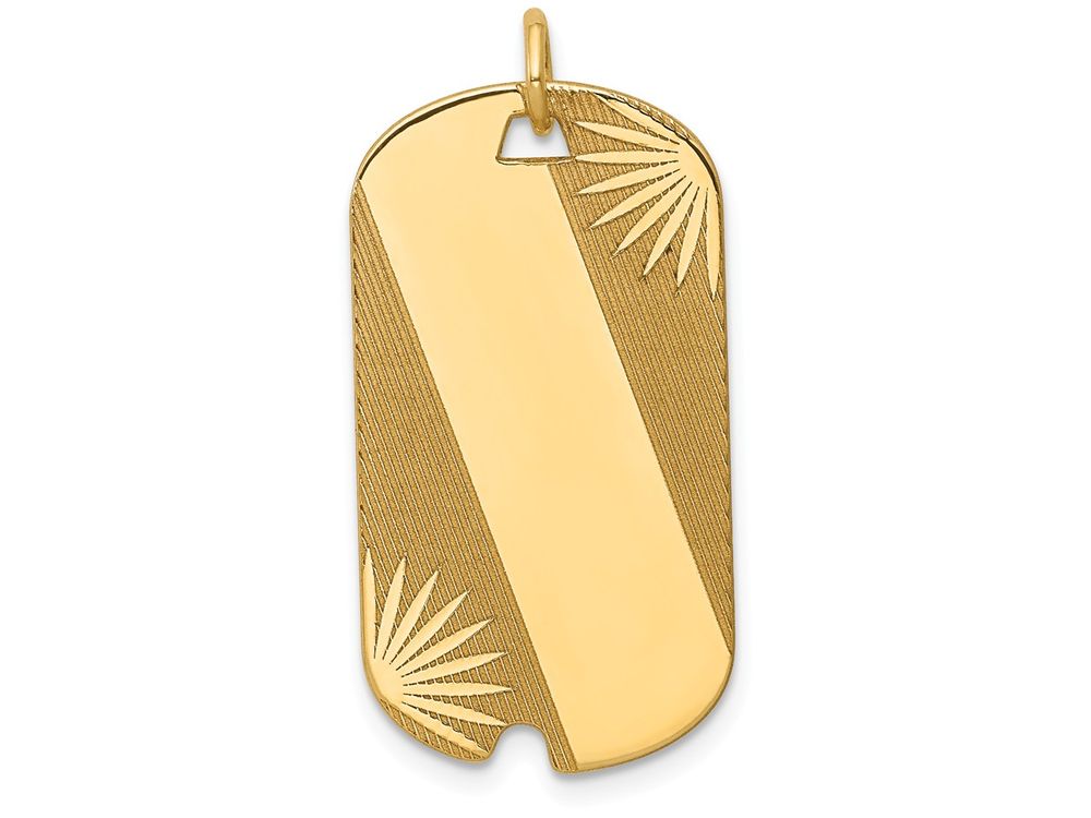 FJC Finejewelers 14k Yellow Gold Patterned .018 Gauge Engravable Dog Tag Disc Charm