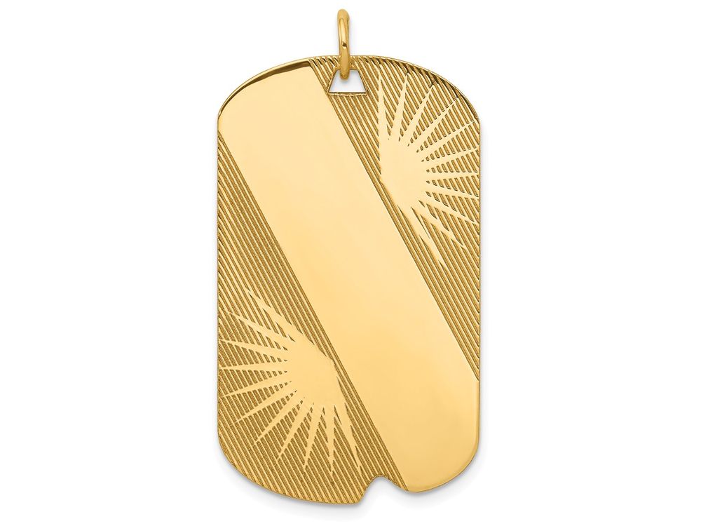 FJC Finejewelers 14k Yellow Gold Patterned .018 Gauge Engravable Dog Tag Disc Charm
