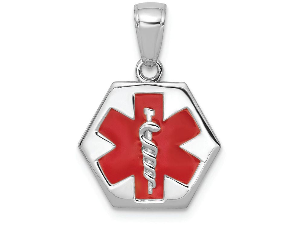 FJC Finejewelers 14k White Gold Enameled Medical Disk Charm