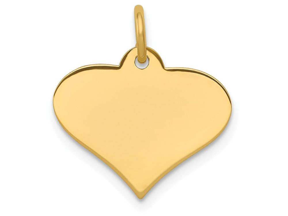 FJC Finejewelers 14k Yellow Gold Plain .013 Gauge Engraveable Heart Disc Charm
