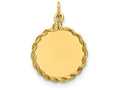 FJC Finejewelers 14k Yellow Gold Plain .013 Gauge Circular Engravable Disc with Rope Charm