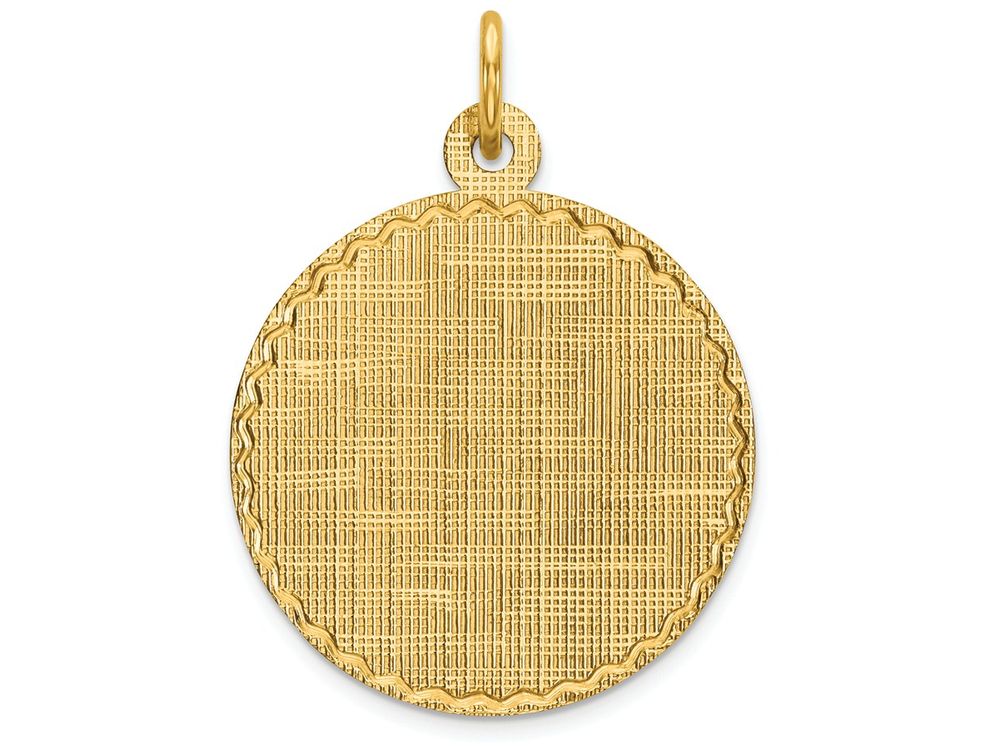 FJC Finejewelers 14k Yellow Gold Patterned .013 Gauge Circular Engravable Disc Charm