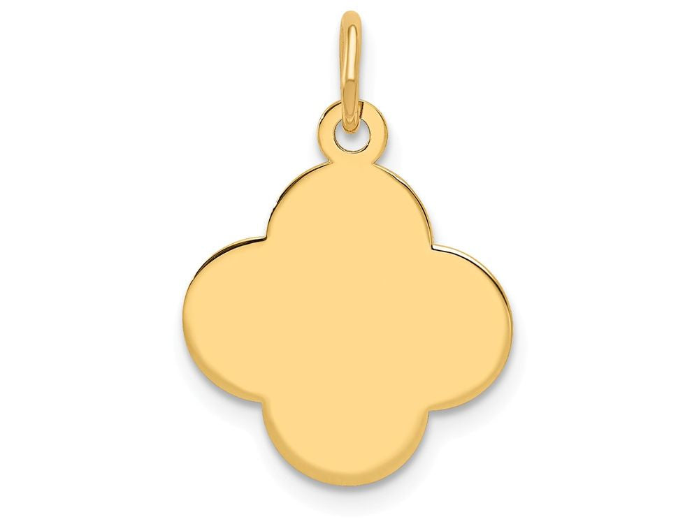 FJC Finejewelers 14k Yellow Gold Plain .027 Gauge Engravable Quadrafoil Disc Charm