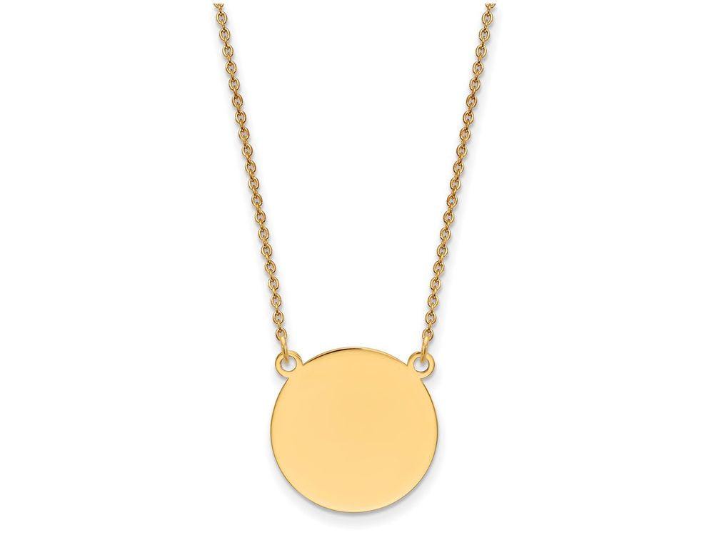 FJC Finejewelers 14k Yellow Gold Plain .027 Gauge 17mm Circular Engravable Disc 18 Inch Necklace