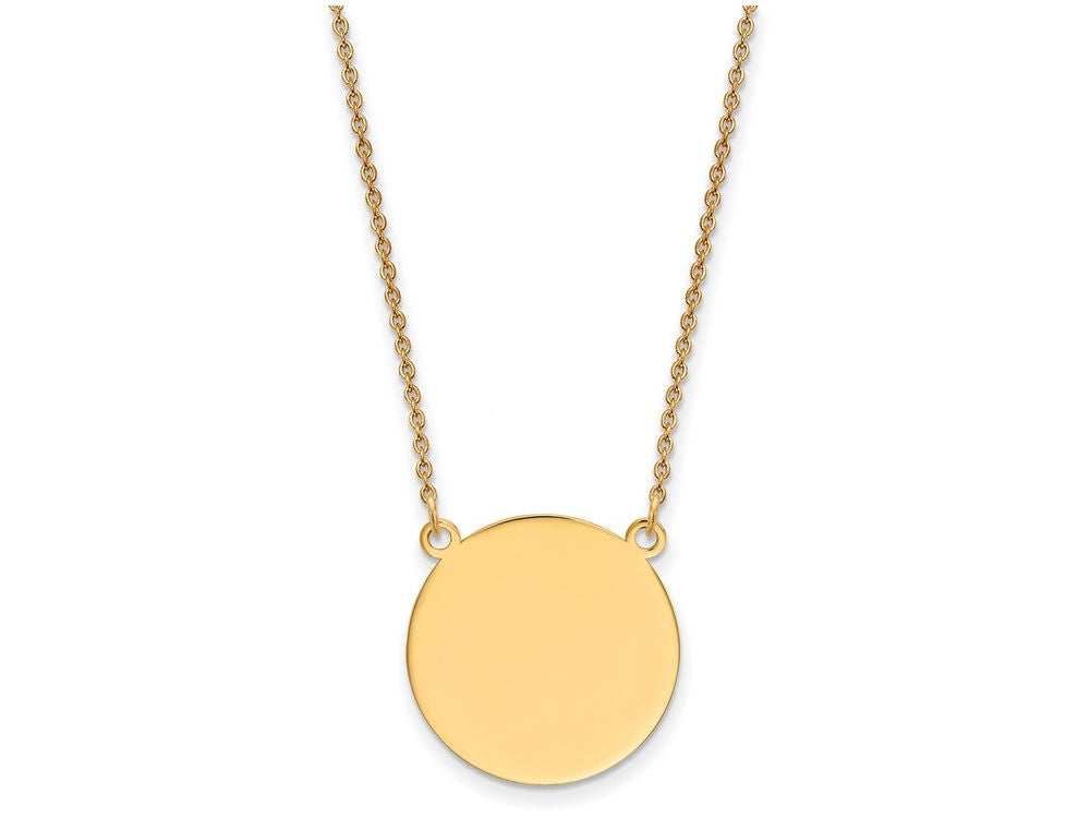 FJC Finejewelers 14k Yellow Gold Plain .018 Gauge Circular Engravable Disc 18 Inch Necklace