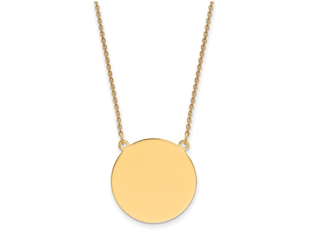 FJC Finejewelers 14k Yellow Gold Plain Circular Engravable  .027 Gauge 22.5mm Disc 18 Inch Necklace