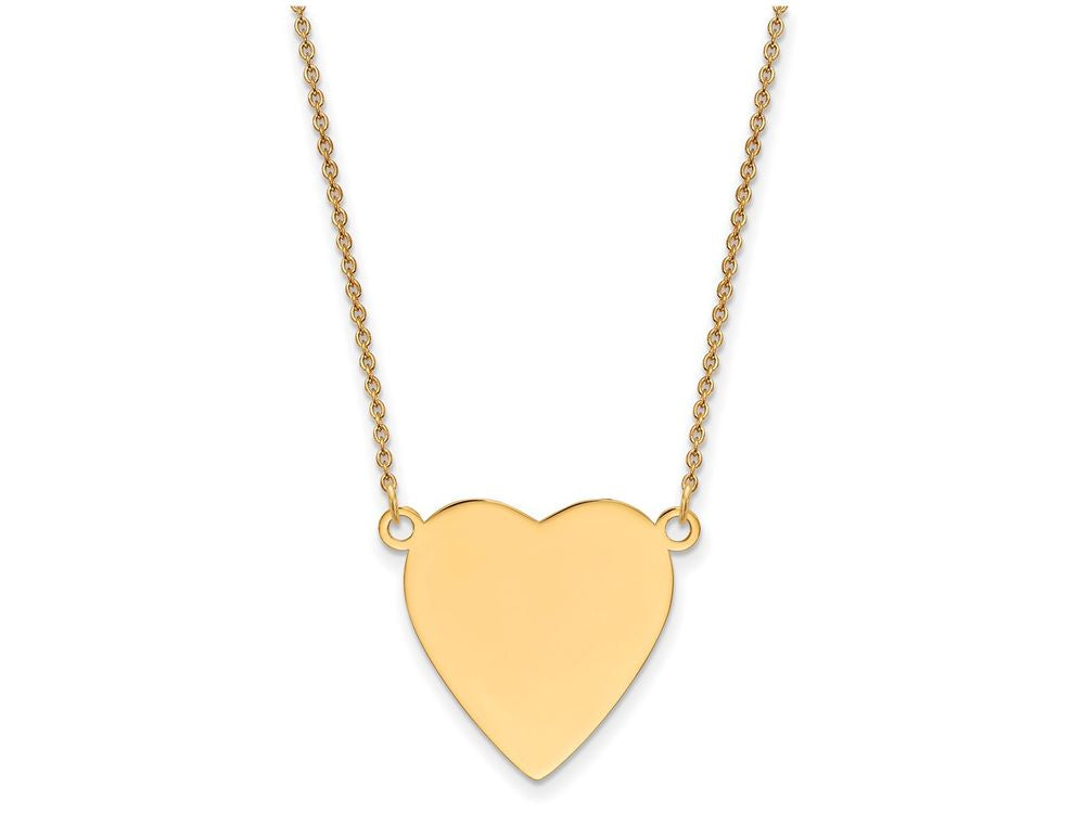FJC Finejewelers 14k Yellow Gold Plain .013 Gauge Heart Engravable Disc 18 Inch Necklace
