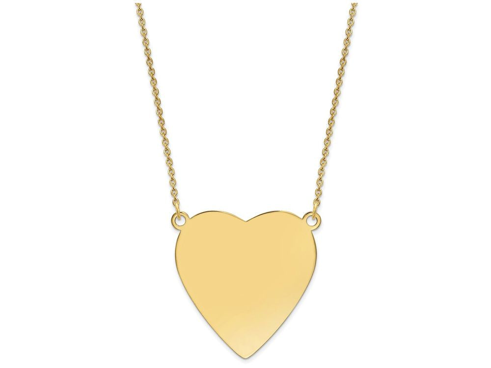 FJC Finejewelers 14k Yellow Gold Plain .018 Gauge Heart Engravable Disc 18 Inch Necklace