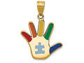 FJC Finejewelers 14k Yellow Gold Enameled Autism with Puzzle Piece Handprint Charm