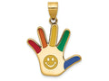 FJC Finejewelers 14k Yellow Gold Enameled Autism with Smiley Face Handprint Charm