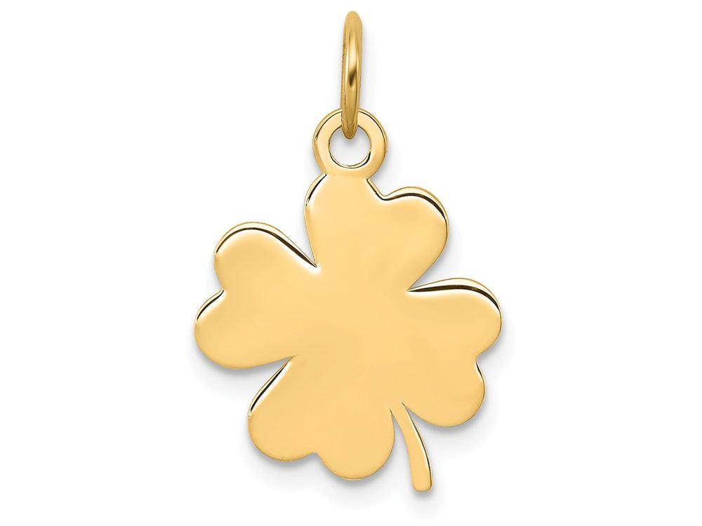FJC Finejewelers Solid 14k Yellow Gold Plain .018 Gauge Engravable Clover Disc Charm 13 x 21mm
