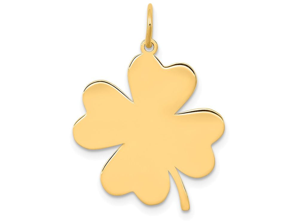 FJC Finejewelers 14k Yellow Gold Plain .018 Gauge Engravable Clover Disc Charm