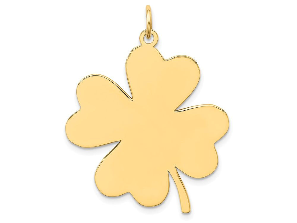 FJC Finejewelers 14k Yellow Gold Plain .018 Gauge Engravable Clover Disc Charm