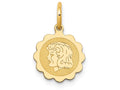 FJC Finejewelers 14k Yellow Gold Girl Head On .009 Gauge Engravable Scalloped Disc Charm