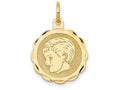 FJC Finejewelers 14k Yellow Gold Boy Head On .013 Gauge Engravable Scalloped Disc Charm