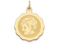 FJC Finejewelers 14k Yellow Gold Boy Head On .013 Gauge Engravable Scalloped Disc Charm 16 x 25mm