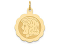 FJC Finejewelers 14k Yellow Gold Girl Head On .013 Gauge Engravable Scalloped Disc Charm 16 x 25mm