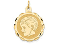 FJC Finejewelers 14k Yellow Gold Boy Head On .011 Gauge Engravable Scalloped Disc Charm 22 x 29mm