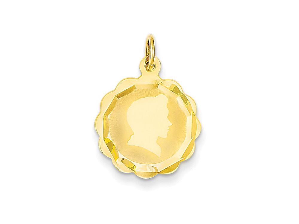 FJC Finejewelers 14k Yellow Gold Boy Head On .018 Gauge Engravable Scalloped Disc Charm