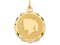 FJC Finejewelers 14k Yellow Gold Girl Head On .011 Gauge Engravable Scalloped Disc Charm 22 x 29mm