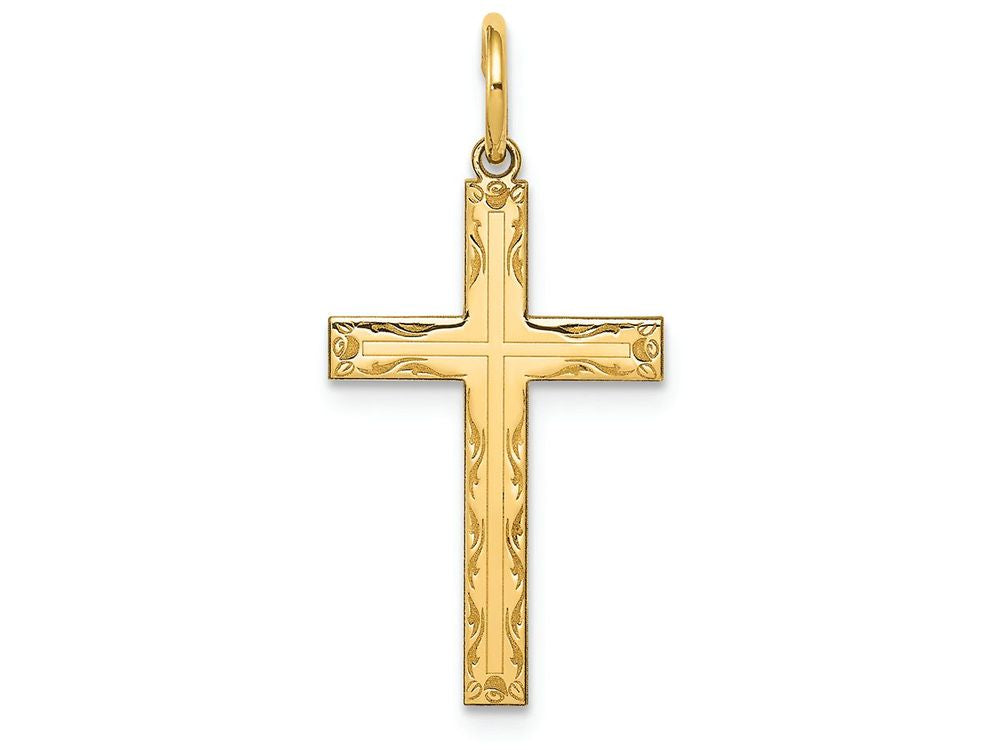 FJC Finejewelers 14k Yellow Gold Laser Designed Cross Charm