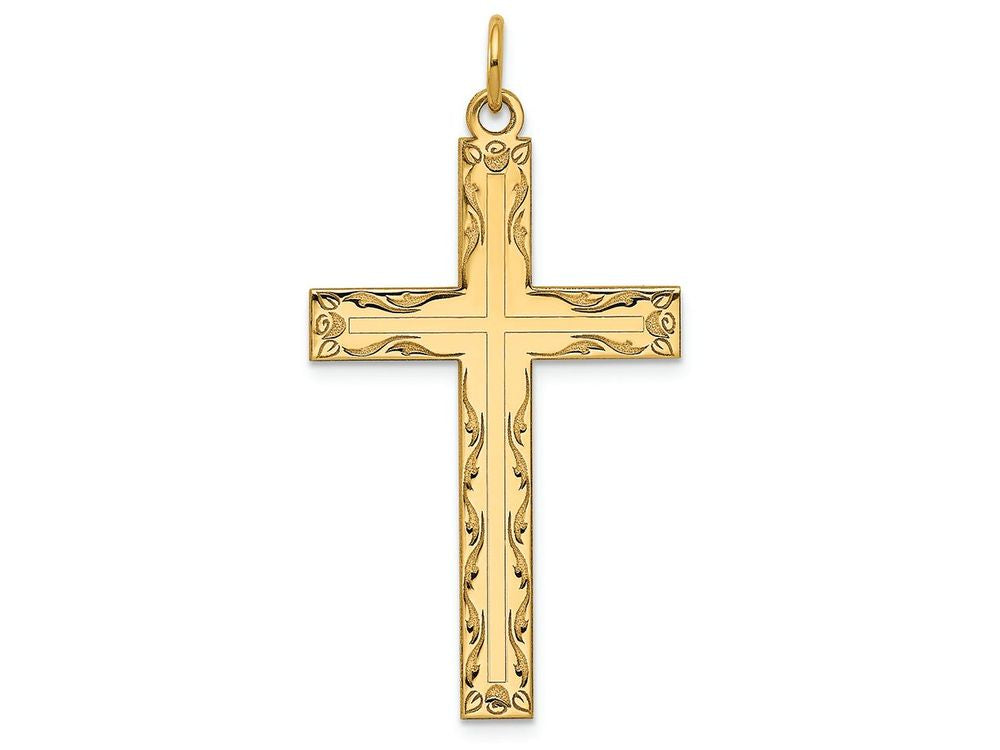 FJC Finejewelers 14k Yellow Gold Laser Designed Cross Charm