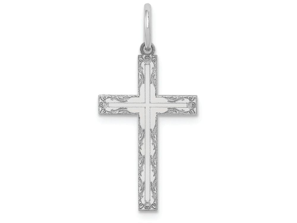 FJC Finejewelers 14k White Gold Laser Designed Cross Charm
