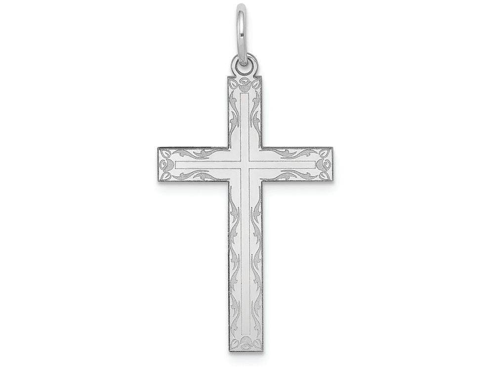 FJC Finejewelers 14k White Gold Laser Designed Cross Charm