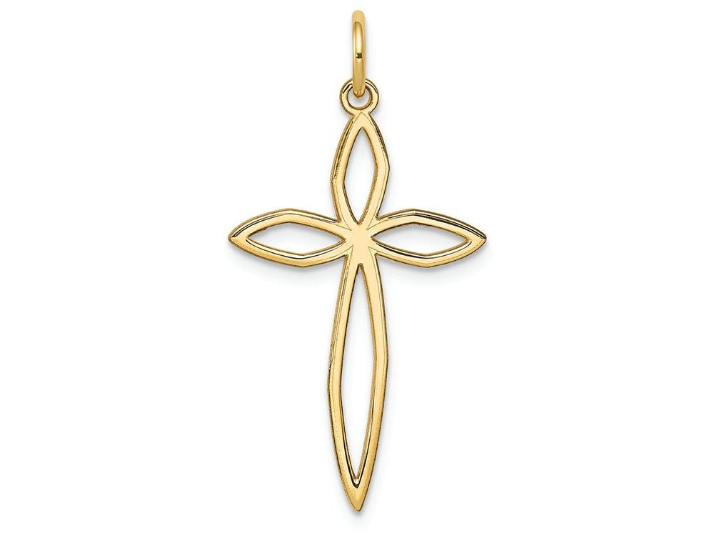 FJC Finejewelers 14k Yellow Gold Laser Designed Cross Charm 17 x 31mm