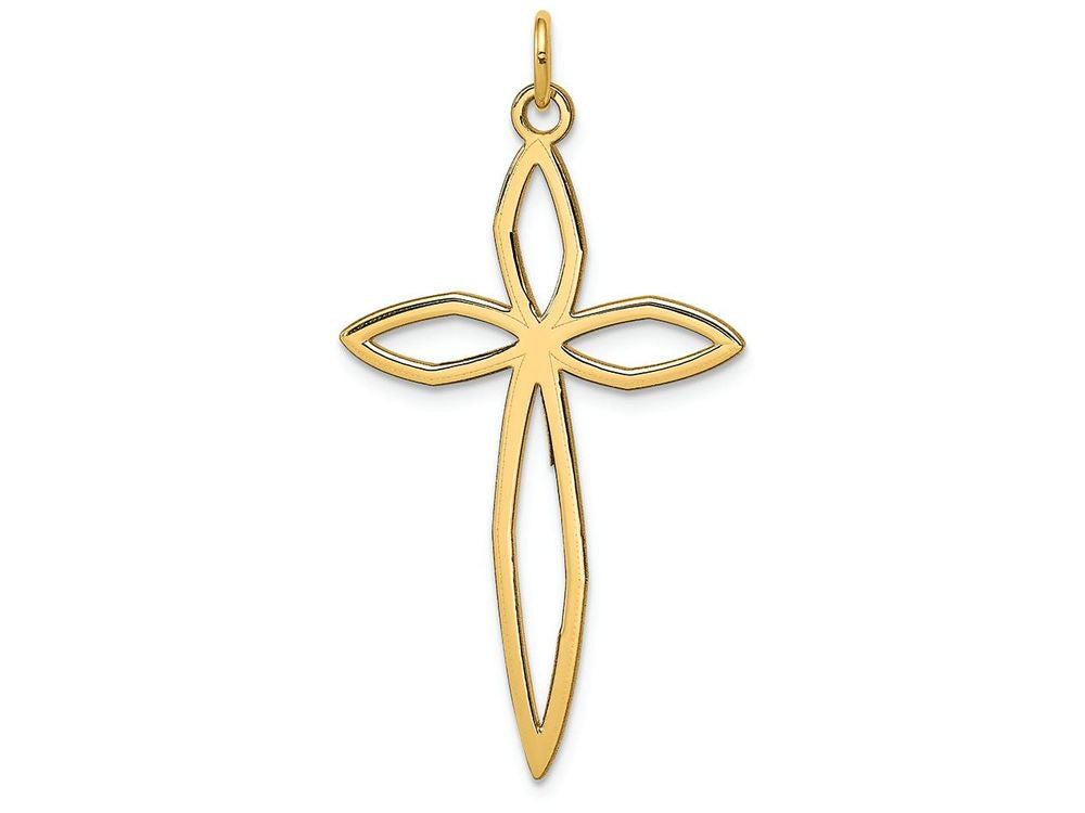 FJC Finejewelers 14k Yellow Gold Laser Designed Cross Charm 22 x 39mm