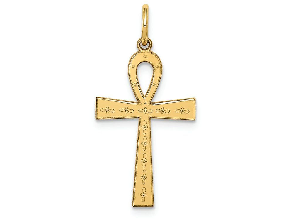 FJC Finejewelers 14k Yellow Gold Laser Designed Ankh Cross Charm