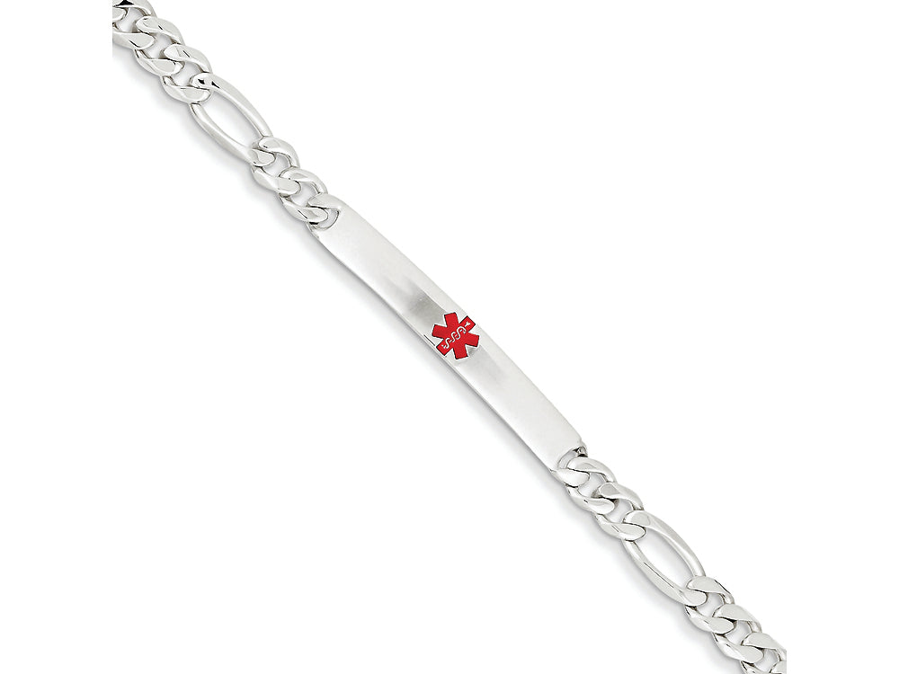 FJC Finejewelers Sterling Silver Polished Medical Figaro Anchor Link Id Bracelet