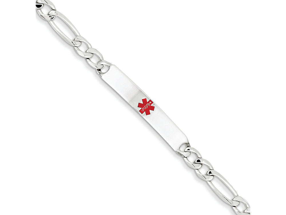 FJC Finejewelers Sterling Silver Polished Medical Figaro Anchor Link Id Bracelet