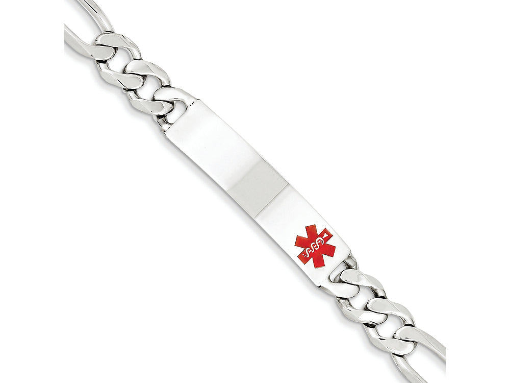 FJC Finejewelers Sterling Silver Polished Medical Figaro Anchor Link Id Bracelet