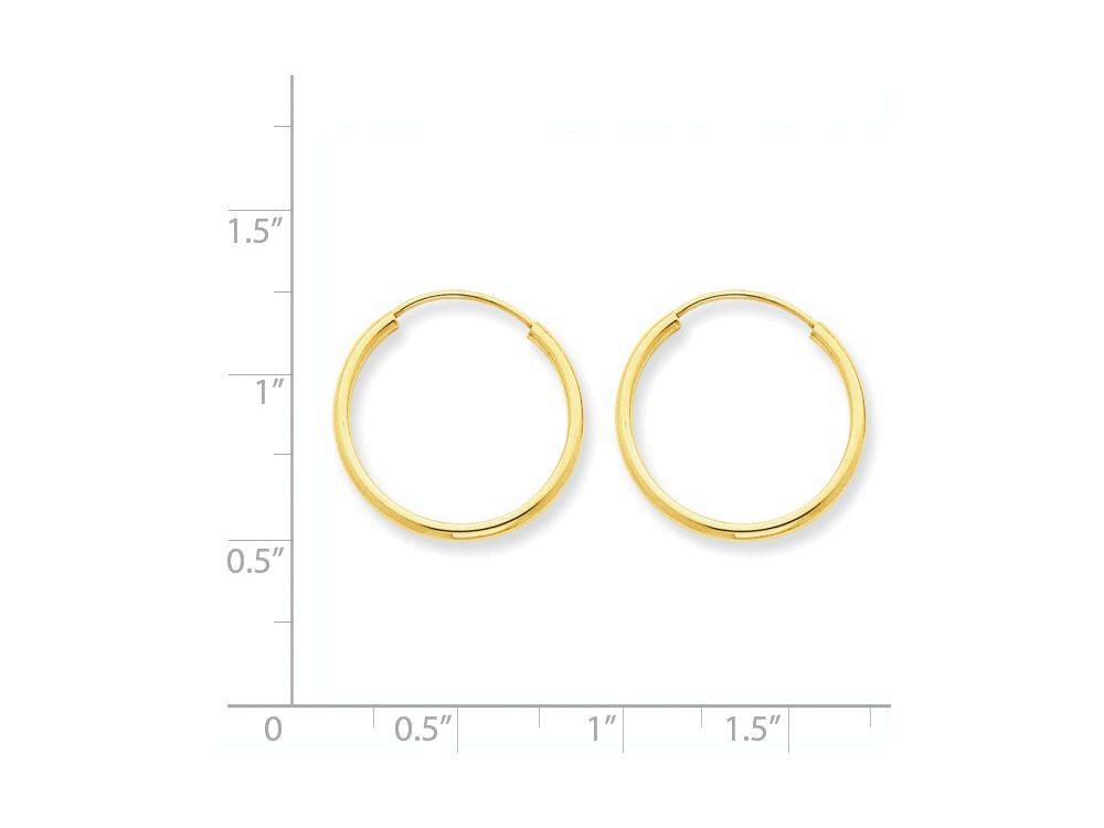FJC Finejewelers 14k Yellow Gold 1.5mm Polished Round Endless Hoop Earrings