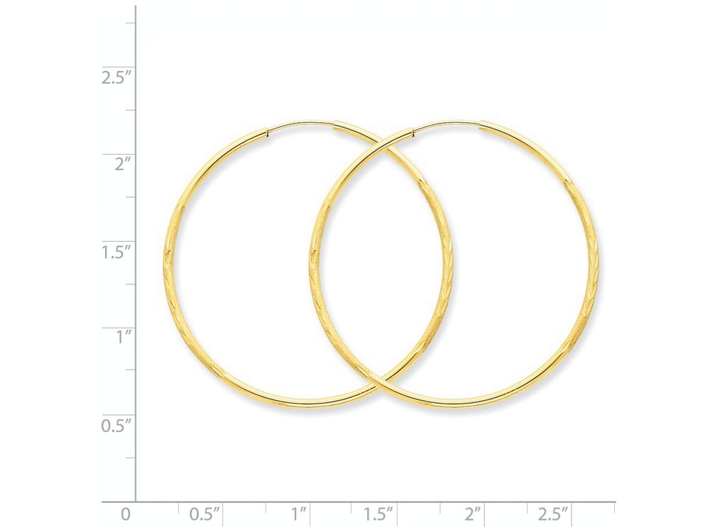 FJC Finejewelers 14k Yellow Gold 1.5mm Satin Bright-cut Endless Hoop Earrings
